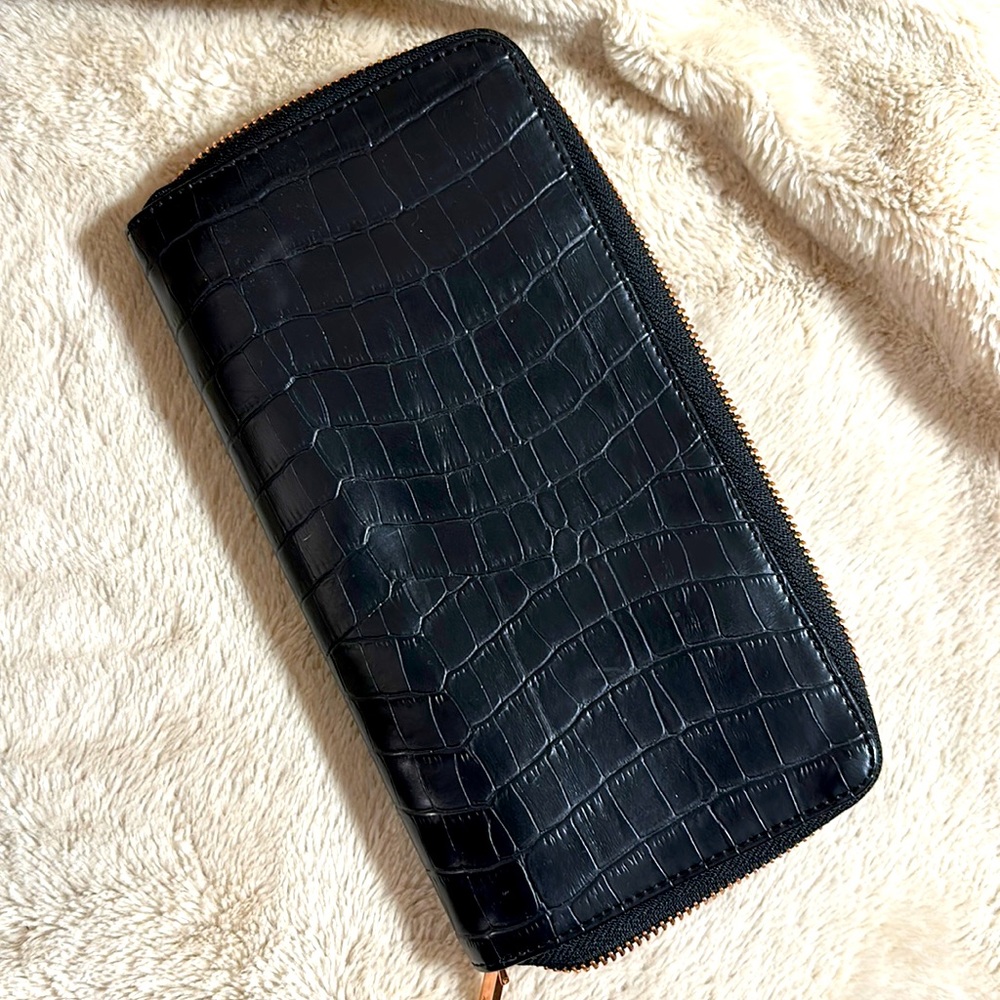 Kikki K Croco Black Zip Wallet/Planner